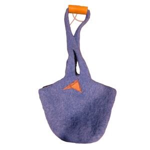 Heavy Felted Wool Bucket Bag, 2 Interior Pockets, Magnetic Closure